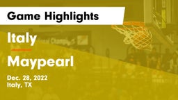 Italy  vs Maypearl  Game Highlights - Dec. 28, 2022