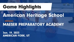 American Heritage School vs MAESER PREPARATORY ACADEMY Game Highlights - Jan. 19, 2023