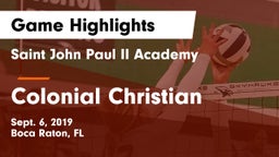 Saint John Paul II Academy vs Colonial Christian Game Highlights - Sept. 6, 2019