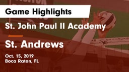 St. John Paul II Academy vs St. Andrews Game Highlights - Oct. 15, 2019