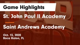St. John Paul II Academy vs Saint Andrews Academy Game Highlights - Oct. 13, 2020