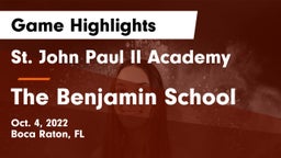 St. John Paul II Academy vs The Benjamin School Game Highlights - Oct. 4, 2022