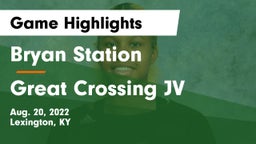 Bryan Station  vs Great Crossing  JV Game Highlights - Aug. 20, 2022