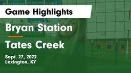 Bryan Station  vs Tates Creek  Game Highlights - Sept. 27, 2022
