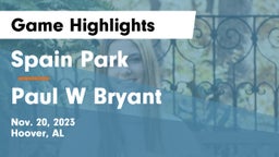 Spain Park  vs Paul W Bryant  Game Highlights - Nov. 20, 2023