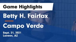 Betty H. Fairfax vs Campo Verde  Game Highlights - Sept. 21, 2021