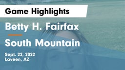 Betty H. Fairfax vs South Mountain  Game Highlights - Sept. 22, 2022