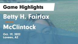 Betty H. Fairfax vs McClintock Game Highlights - Oct. 19, 2022