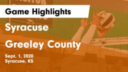 Syracuse  vs Greeley County Game Highlights - Sept. 1, 2020