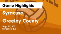 Syracuse  vs Greeley County  Game Highlights - Aug. 27, 2022