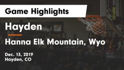 Hayden  vs Hanna Elk Mountain, Wyo Game Highlights - Dec. 13, 2019