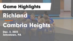 Richland  vs Cambria Heights  Game Highlights - Dec. 2, 2023