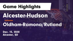 Alcester-Hudson  vs Oldham-Ramona/Rutland  Game Highlights - Dec. 15, 2020