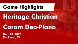 Heritage Christian  vs Coram Deo-Plano Game Highlights - Dec. 28, 2019