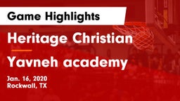 Heritage Christian  vs Yavneh academy Game Highlights - Jan. 16, 2020