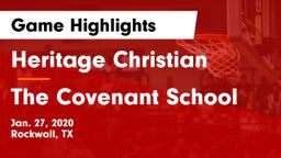 Heritage Christian  vs The Covenant School Game Highlights - Jan. 27, 2020