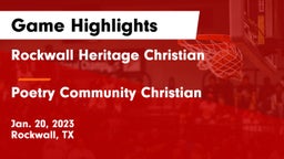 Rockwall Heritage Christian  vs Poetry Community Christian Game Highlights - Jan. 20, 2023