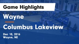 Wayne  vs Columbus Lakeview  Game Highlights - Dec 10, 2016