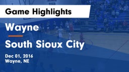 Wayne  vs South Sioux City  Game Highlights - Dec 01, 2016