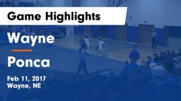 Wayne  vs Ponca  Game Highlights - Feb 11, 2017