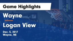 Wayne  vs Logan View  Game Highlights - Dec. 5, 2017