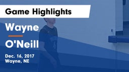 Wayne  vs O'Neill  Game Highlights - Dec. 16, 2017