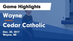 Wayne  vs Cedar Catholic  Game Highlights - Dec. 30, 2017