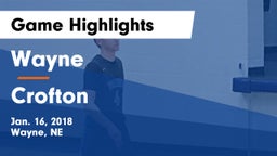 Wayne  vs Crofton  Game Highlights - Jan. 16, 2018
