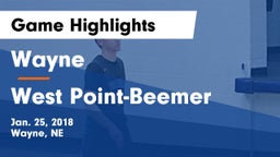 Wayne  vs West Point-Beemer  Game Highlights - Jan. 25, 2018