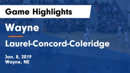 Wayne  vs Laurel-Concord-Coleridge  Game Highlights - Jan. 8, 2019