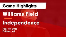 Williams Field  vs Independence Game Highlights - Jan. 18, 2018