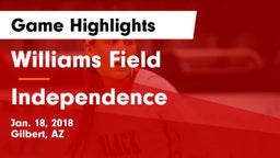 Williams Field  vs Independence Game Highlights - Jan. 18, 2018