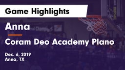 Anna  vs Coram Deo Academy Plano Game Highlights - Dec. 6, 2019