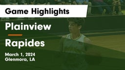 Plainview  vs Rapides Game Highlights - March 1, 2024