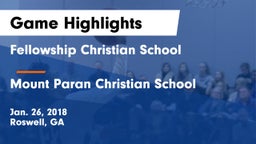 Fellowship Christian School vs Mount Paran Christian School Game Highlights - Jan. 26, 2018