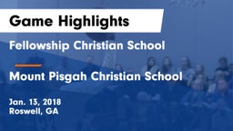 Fellowship Christian School vs Mount Pisgah Christian School Game Highlights - Jan. 13, 2018