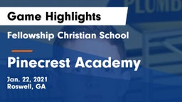 Fellowship Christian School vs Pinecrest Academy  Game Highlights - Jan. 22, 2021