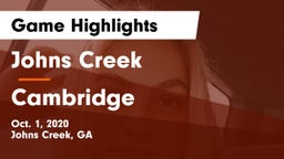 Johns Creek  vs Cambridge Game Highlights - Oct. 1, 2020