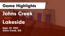 Johns Creek  vs Lakeside  Game Highlights - Sept. 22, 2022