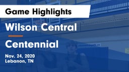 Wilson Central  vs Centennial  Game Highlights - Nov. 24, 2020