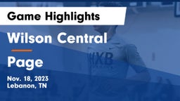 Wilson Central  vs Page  Game Highlights - Nov. 18, 2023