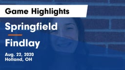 Springfield  vs Findlay  Game Highlights - Aug. 22, 2020