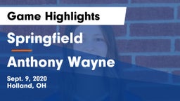 Springfield  vs Anthony Wayne  Game Highlights - Sept. 9, 2020
