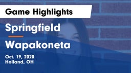 Springfield  vs Wapakoneta  Game Highlights - Oct. 19, 2020