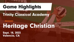 Trinity Classical Academy  vs Heritage Christian   Game Highlights - Sept. 18, 2023