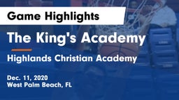 The King's Academy vs Highlands Christian Academy Game Highlights - Dec. 11, 2020