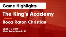 The King's Academy vs Boca Raton Christian  Game Highlights - Sept. 16, 2019