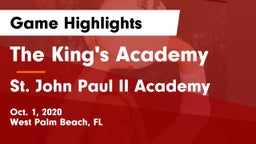 The King's Academy vs St. John Paul II Academy Game Highlights - Oct. 1, 2020