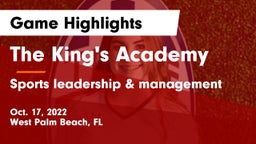 The King's Academy vs Sports leadership & management  Game Highlights - Oct. 17, 2022