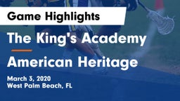 The King's Academy vs American Heritage  Game Highlights - March 3, 2020